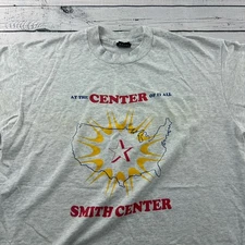 Vintage 90s Screen Stars Smith Center Short Sleeve T Shirt Men's XL Gray
