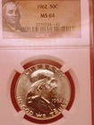 1962 NGC MS64 Franklin Half Dollar 50c US Mint Silver