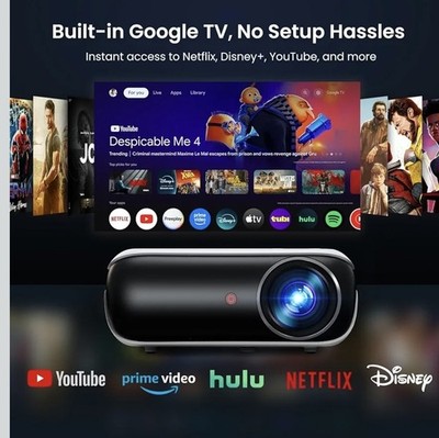Happrun TV Smart Projector Bundle 4K WiFi BT Indoor&Outdoor