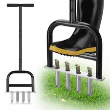 Core Aerator Lawn Tool Manual Lawn Aerator Tool with 4 Hollow Tines Non-Clogg