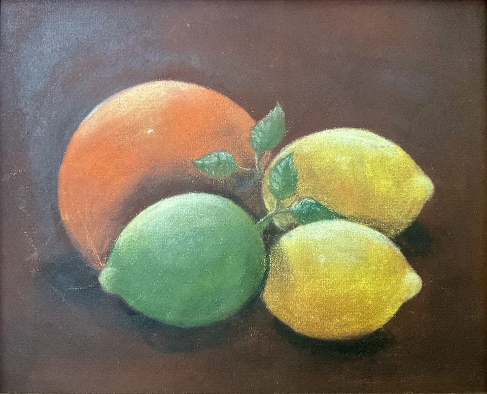 Juego De Colección De 2 Bodegón Firmado Enmarcado Con Frutas Gouache Pinturas Foto 3 de 4
