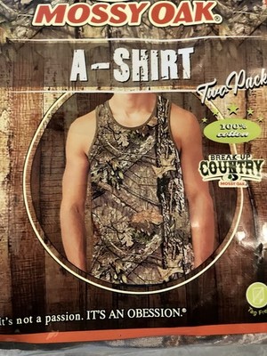 Mossy Oak A-Shirt Tank Top 2 Pack Mens M/M 38-40 Camo & Black