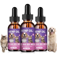 Hemp Oil for Dogs and Cats 3 Pack Relief Pet with Anxiety Stress Pain Aggressive