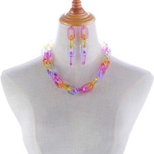 1 Set Colorful Reusable Acrylic Earring Bracelet Necklace for Girls Fashion