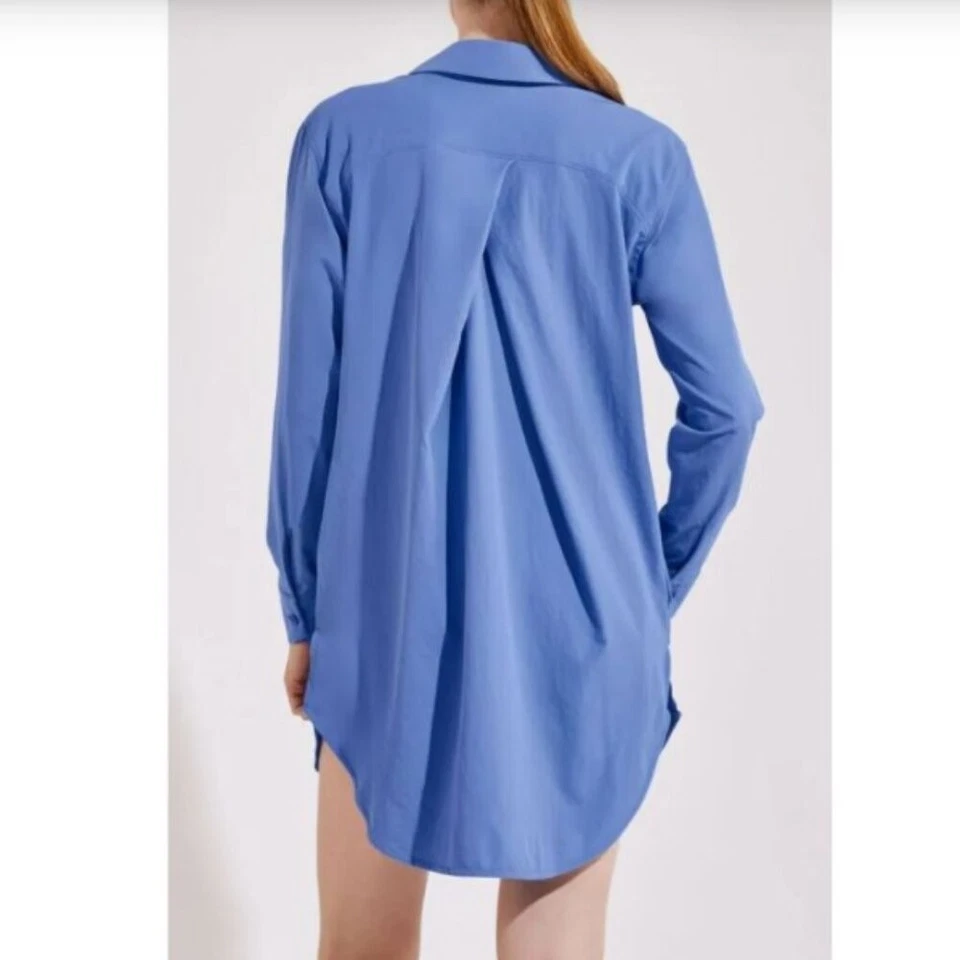 Nuevo Top Coolibar Grande Azul Protección Solar Manga Larga Koesta Encubrimiento Playa Foto 2 de 4