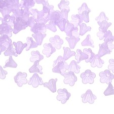 100 Pcs Acrylic Frosted Flower Beads Trumpet Flower Beads, Purple