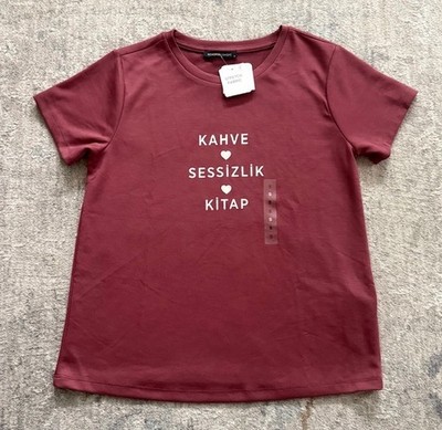 LC WAIKIKI BASIC WOMEN BROWN/BURGUNDY COLOR  Graphic Tee SIZE S