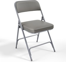 Padded Folding Chairs with Comfortable Thick Padding and Steel Metal Frame, Gray