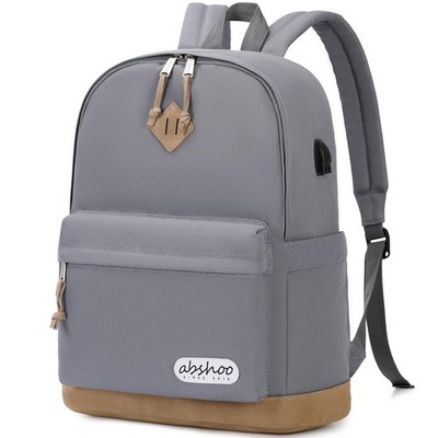 Basic Water Resistant Middle High School College Travel Daypack Backpack Gray