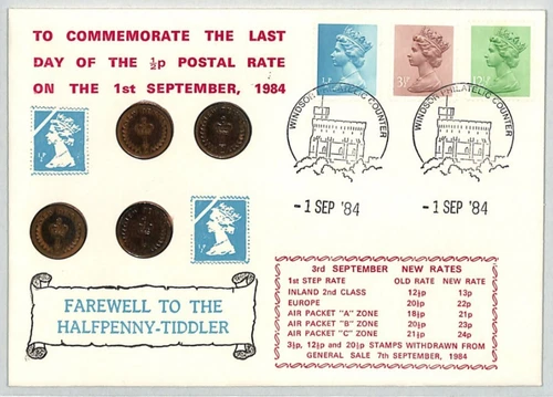 GB QEII 1984 Machin COIN COVER *Halfpenny-Tiddler* Illustrated {samwells}XE227