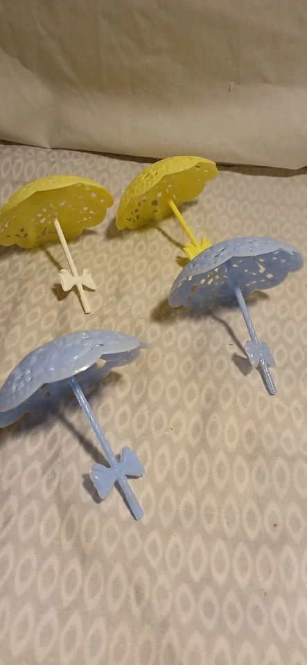 Paraguas de plástico vintage caramelo fiesta favores conjunto de 4 paraguas de ducha soporte de tuerca Foto 3 de 4