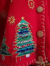 LISA International Top Quality Christmas Sweater M Red Gold Green 