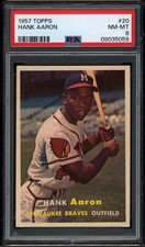 Hank Aaron 1957 Topps Baseball Card #20 PSA 8  *SHARP*