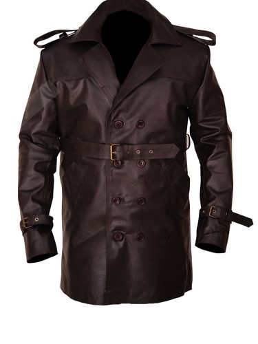 Mens Mystic River Jimmy Markum Sean Penn Stylish Brown Real Leather Trench Coat - 第 1/4 張圖片