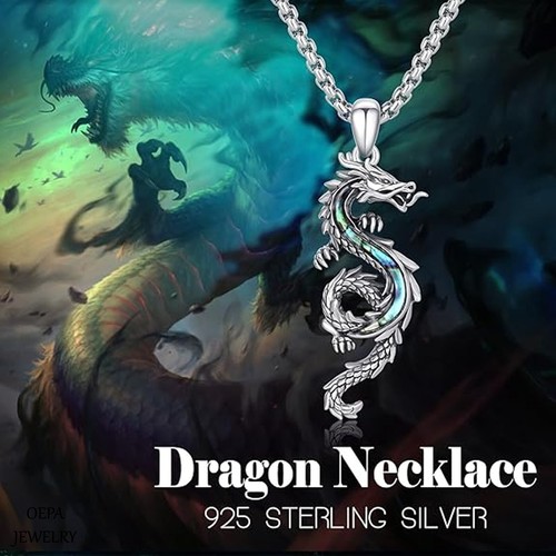 925 Sterling Silver Dragon Celtic Knot Necklace for Women Men Girls Necklace - Picture 4 of 6
