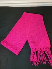 Handmade Crochet Rectangle Scarf Dark Pink