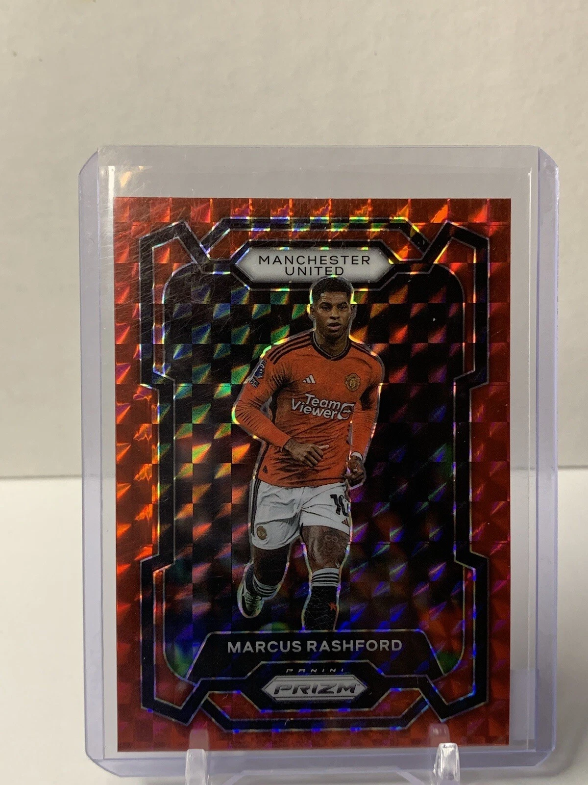 2023-24 Panini Prizm Premier League Red Mosaic Prizm #45 Marcus Rashford Man U