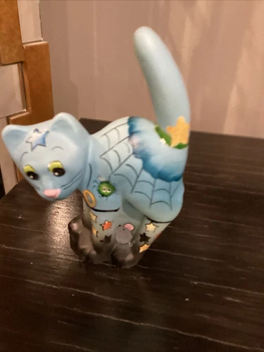 Fenton Glass Jadeite "Boo" Halloween Scaredy Cat Figurine Ltd Ed #39/39 K Barley