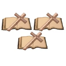 Cross & Bible Applique Patch - Christian Baptism First Communion Jesus 3-Pack