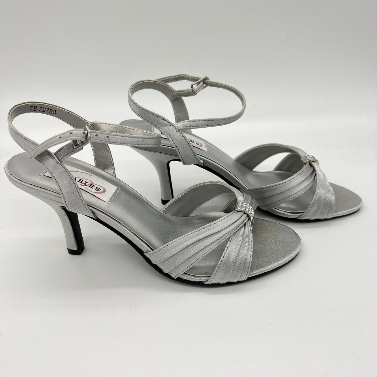 Dyeables Women Ankle Strap High-Heel Satin Buckle Slingback Shoe