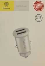 BASEUS 3.1A White Dual USB Car Charger Adapter Fast Charge for iPhone 8 7Samsung