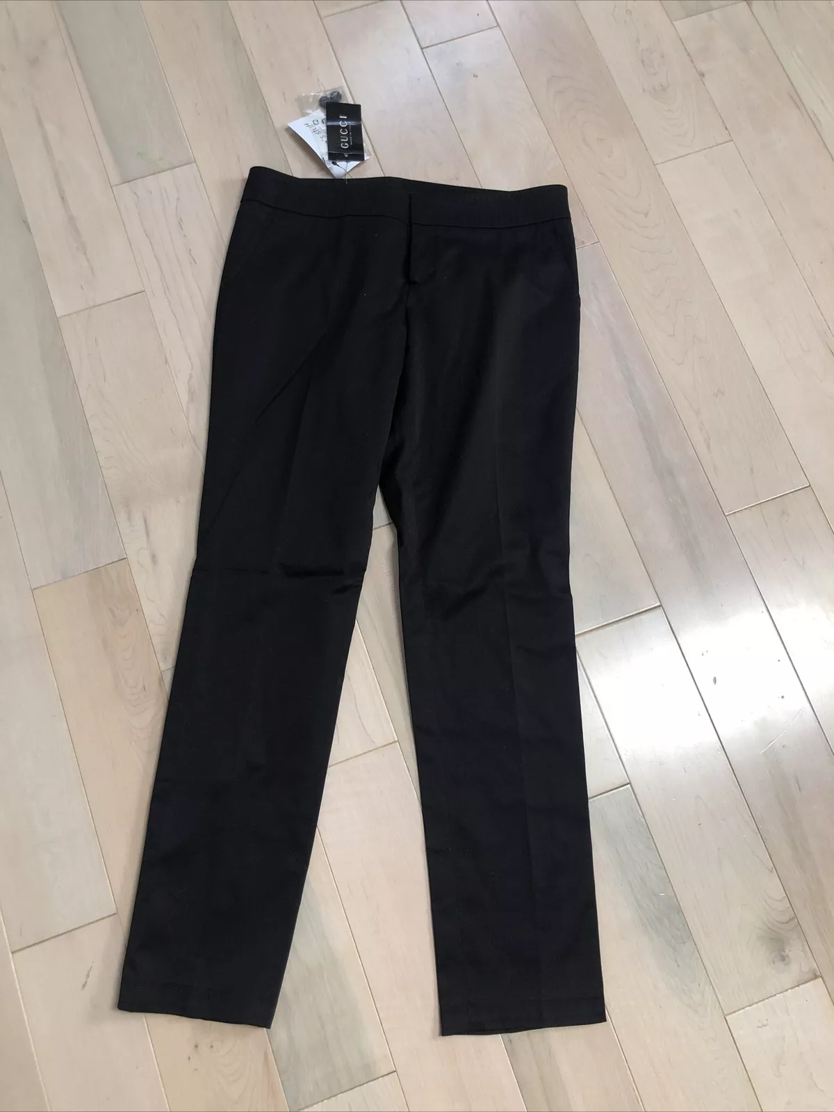 Pantalon avant plat Gucci femme en coton jambe droite noir taille 42