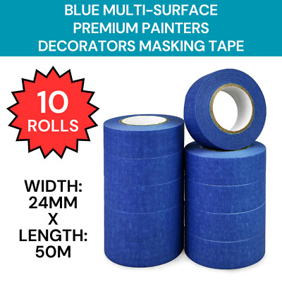 10 ROLLEN BLAU MULTI-SURFACE PREMIUM PAINTERS MASKING TAPE (GRÖSSE: 24MM X 50M)