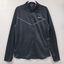 Nike Jacket Mens Large Black Full Zip Reflective Running Gym Track Work Out