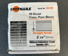 Spot Nails (#16236) 16-Gauge Brad Nails Galvanized, 2-1/4-Inch, 2500-Piece