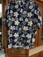 Pierre Cardin men's short sleeve cotton navy blue floral shirt XL