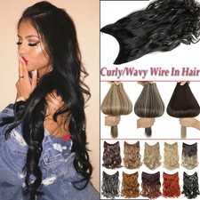 One Piece Secret Wire Hair Extensions Real Thick as Human Invisible Hidden Curly