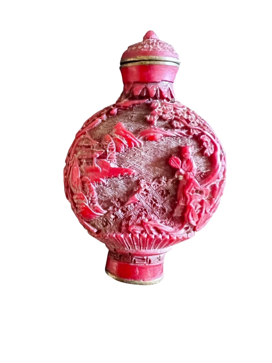 红色黄铜主要古董中国鼻烟壶| eBay