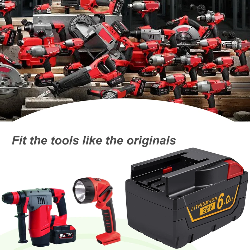 TECMANA 6.0Ah 28V Li-Ion Akku für AEG Milwaukee M28 M28B M28BX MC28V HD28 V28 4932352732