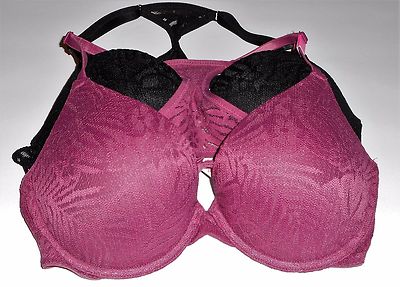 Victoria's Secret Pink Palm Lace Racerback Push-Up Bras 32D X 2 NWT