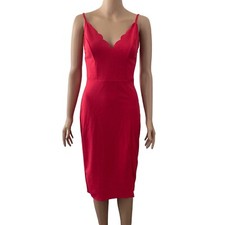 Socialite Dress Womens Small Pink Sheath Strappy Stretch New Scalloped Neckline