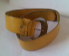 VGUC VTG YELLOW wide leather belt ROOTS L ITALY