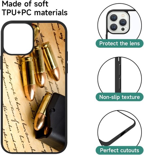 Anti scratch Cover 2nd Amendment Bullets For iPhone SE XS XR Max 5 6 7 8 Plus - Picture 14 of 25