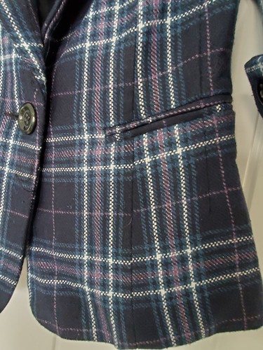 Wet Seal Womens Blue Plaid 3/4 Sleeve Blazer XS New with Tags - Picture 5 of 5