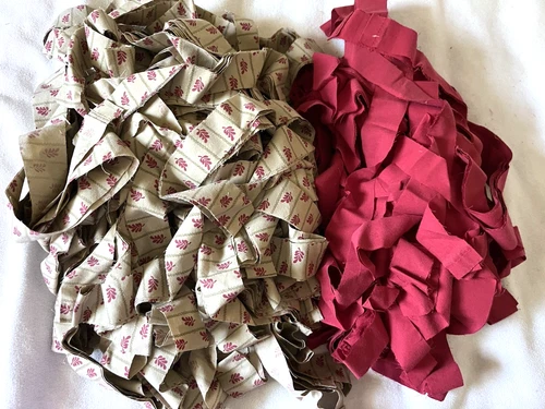 Rag Rug Fabric Strips 2lb precut cotton poly Tan Wine Crochet Amish Toothbrush