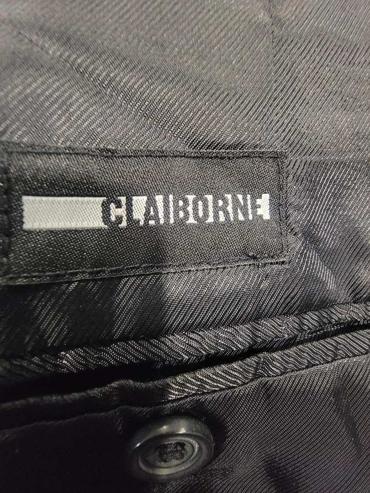 42S Men's Claiborne Striped Blazer Black 3 Button Sport Coat Suit Jacket - Image 3 of 4