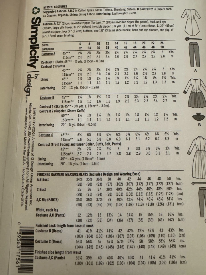 Simplicity Sewing Pattern R12197 Halloween Costume Witch Christmas Elf 16-24 UC - Image 2 of 4