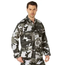 Mens City Camouflage Military BDU Shirt Tactical Uniform Army Coat Army Fatigues