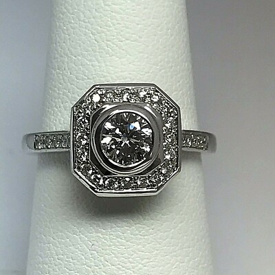 Diamond Engagement Ring 14 k white gold Natural earth mined diamonds