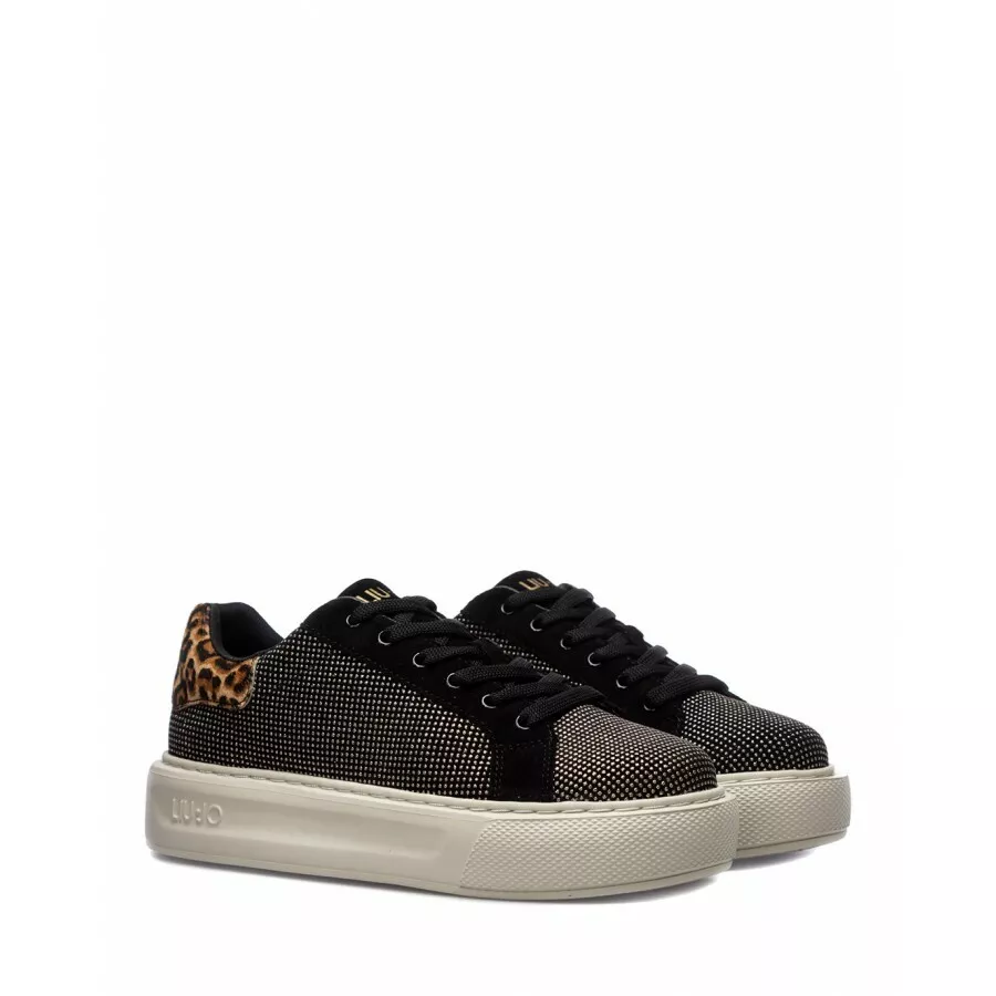Women s Shoes Sneakers LIU JO Milano Kylie 1 Glitter Black Leather