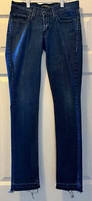 Levi's 524 too Super low 3s Junior Jeans Frayed Ankle Straight Black Label  Dark | eBay