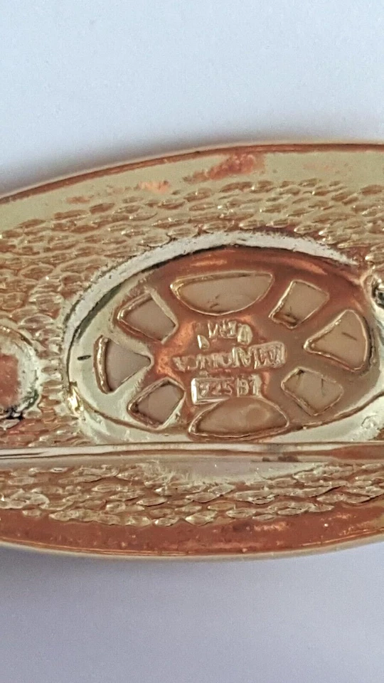 Genuine Majorica Pearl Sparkling Artistic Brooch Gold on 925 Solid Silver #22389 - Image 4 of 4