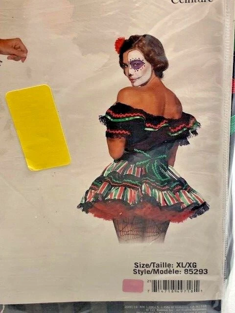 Boneca Dia dos Mortos Caveira Dia Muertos Vestido Fantasia Halloween Sexy Fantasia Adulta - Imagem 4 de 4