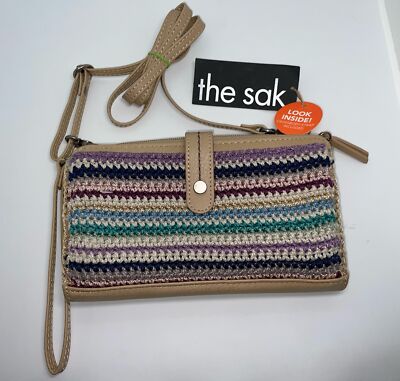 The Sak Iris Large Smartphone Crossbody Bag in Crochet and Faux
