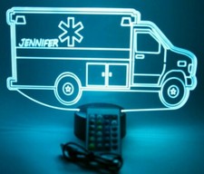 Lampada Luce Notturna EMT EMS Servizi Emergenza Ambulanza LED Personalizzata e Telecomando 