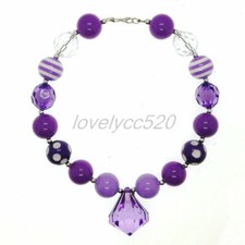 Dream Purple Pendant Chunky Beads Kids Gumball Bubblegum Fashion Women Necklace